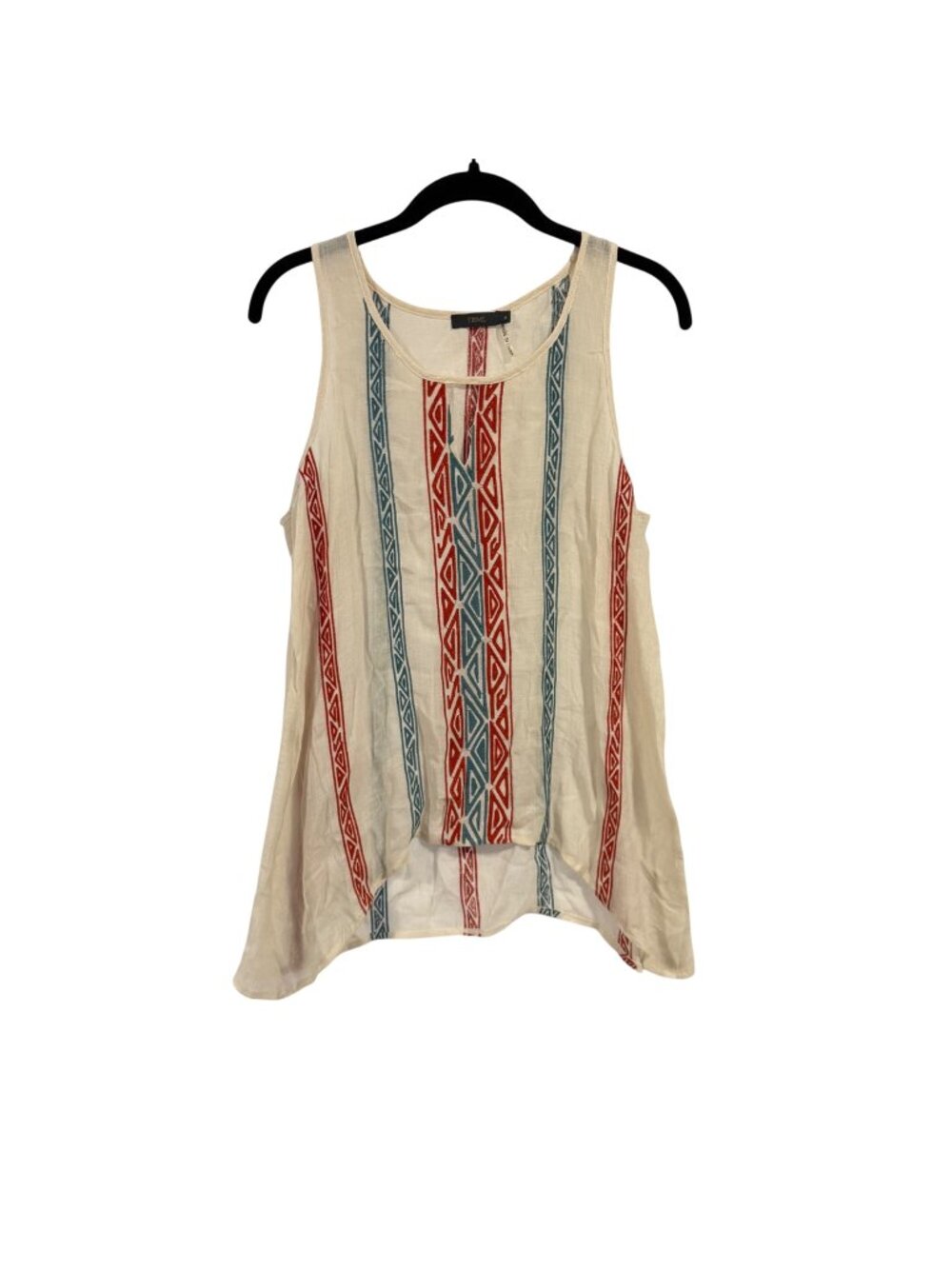 THML Cream Embroidered Boho‎ Southwest Design Sleeveless Top Size M